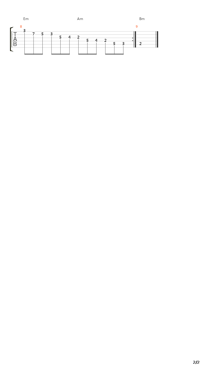 木吉他华彩音阶练习 - B佛里吉亚(Phrygian)吉他谱