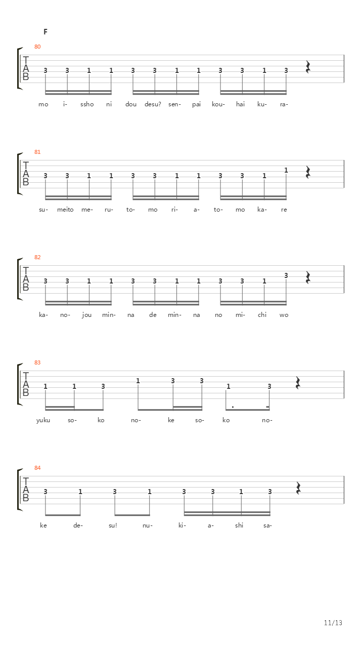 轻音少女(K-ON) - 私は私の道を行く吉他谱
