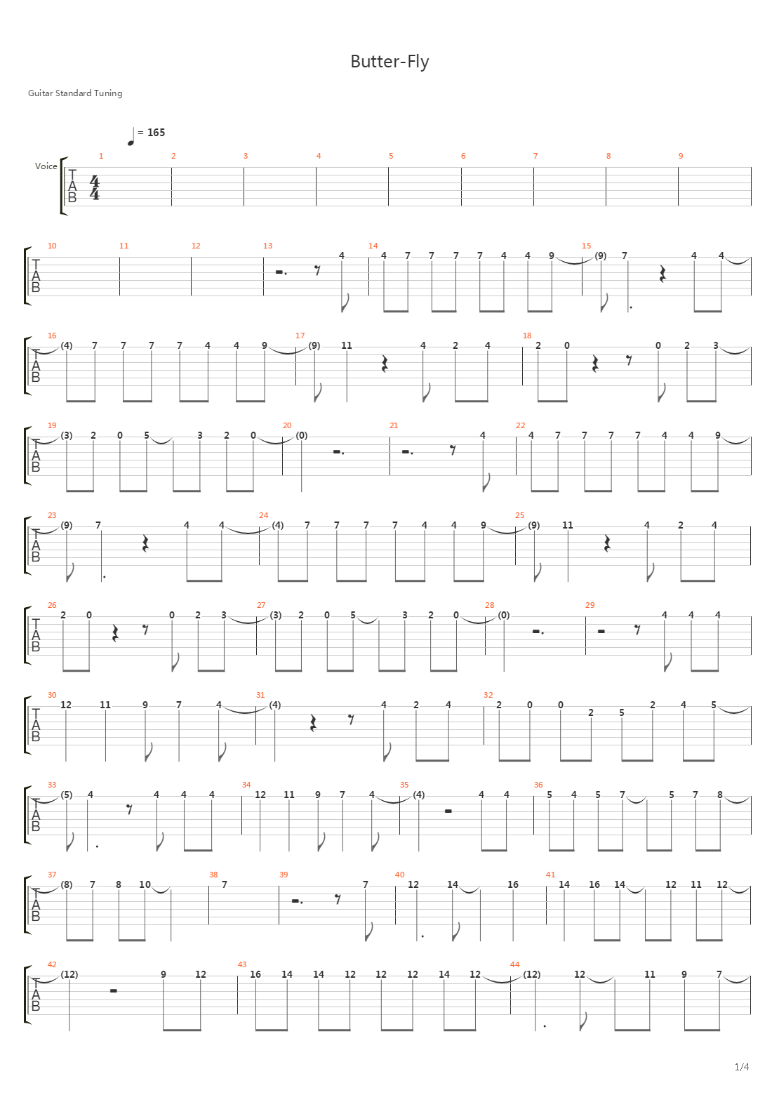 数码宝贝 OP - Butter Fly吉他谱