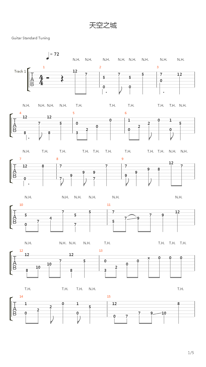天空之城吉他谱