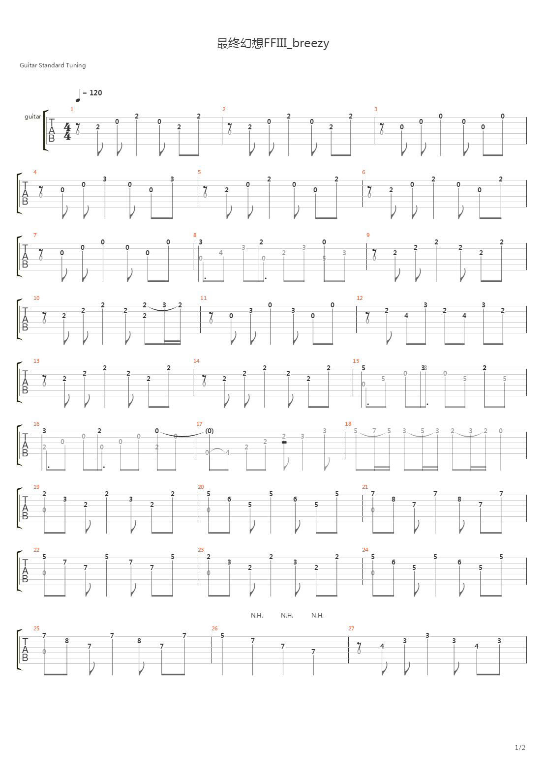 最终幻想8 - Breezy吉他谱