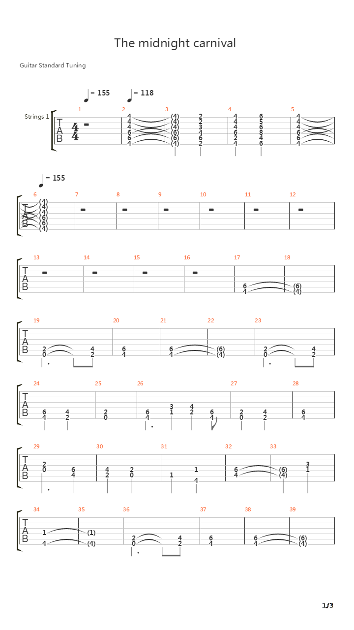 罪恶装备 - The midnight carnival吉他谱