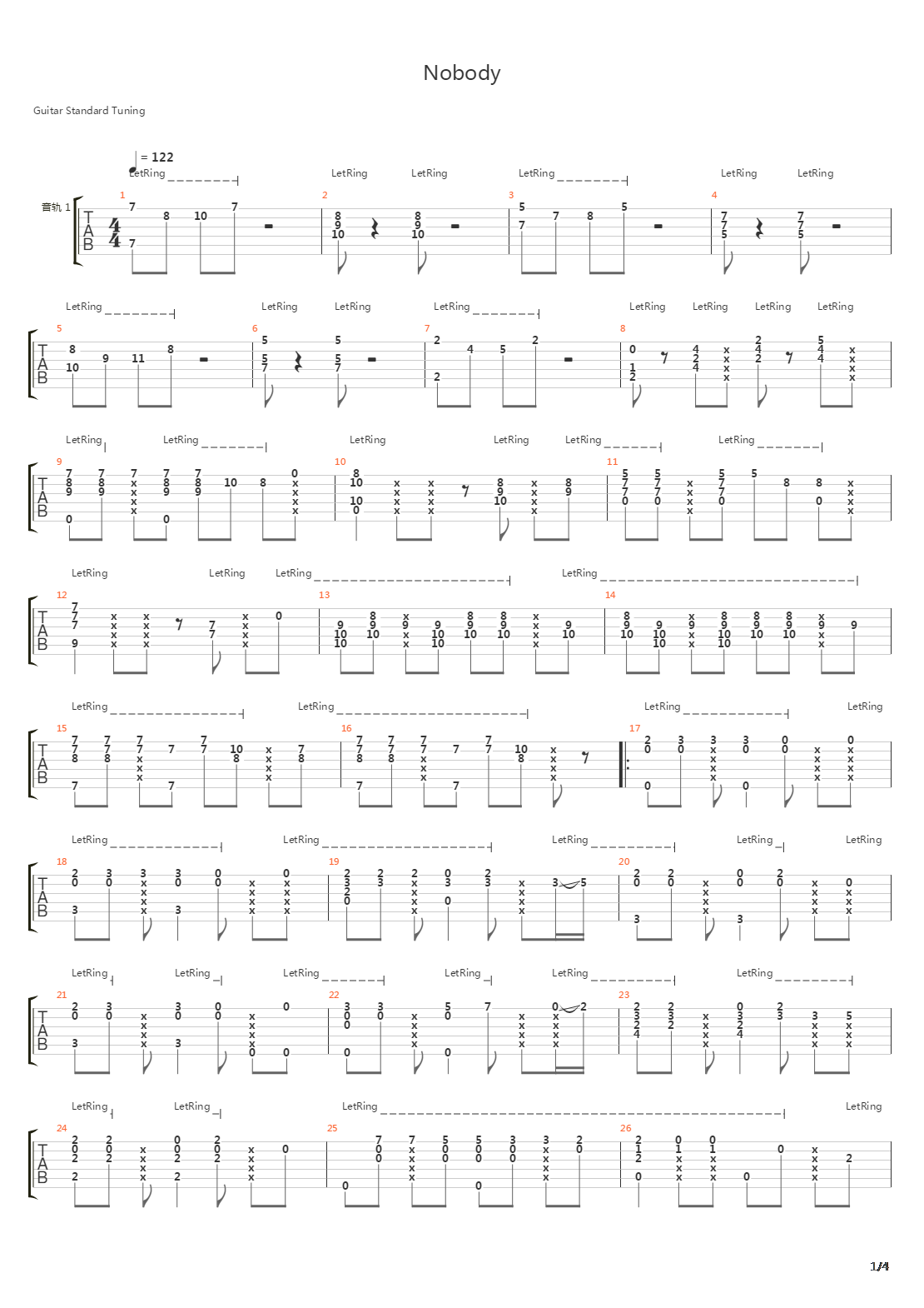 Nobody吉他谱