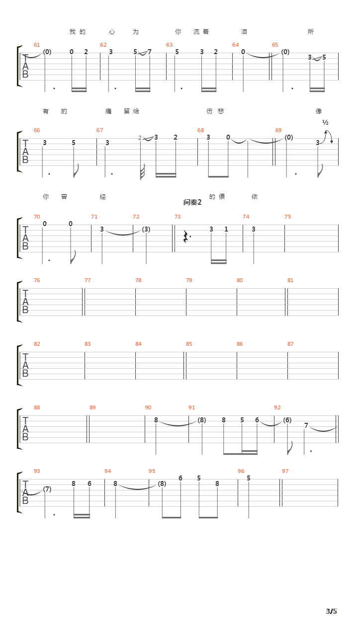 你的爱到底给了谁吉他谱
