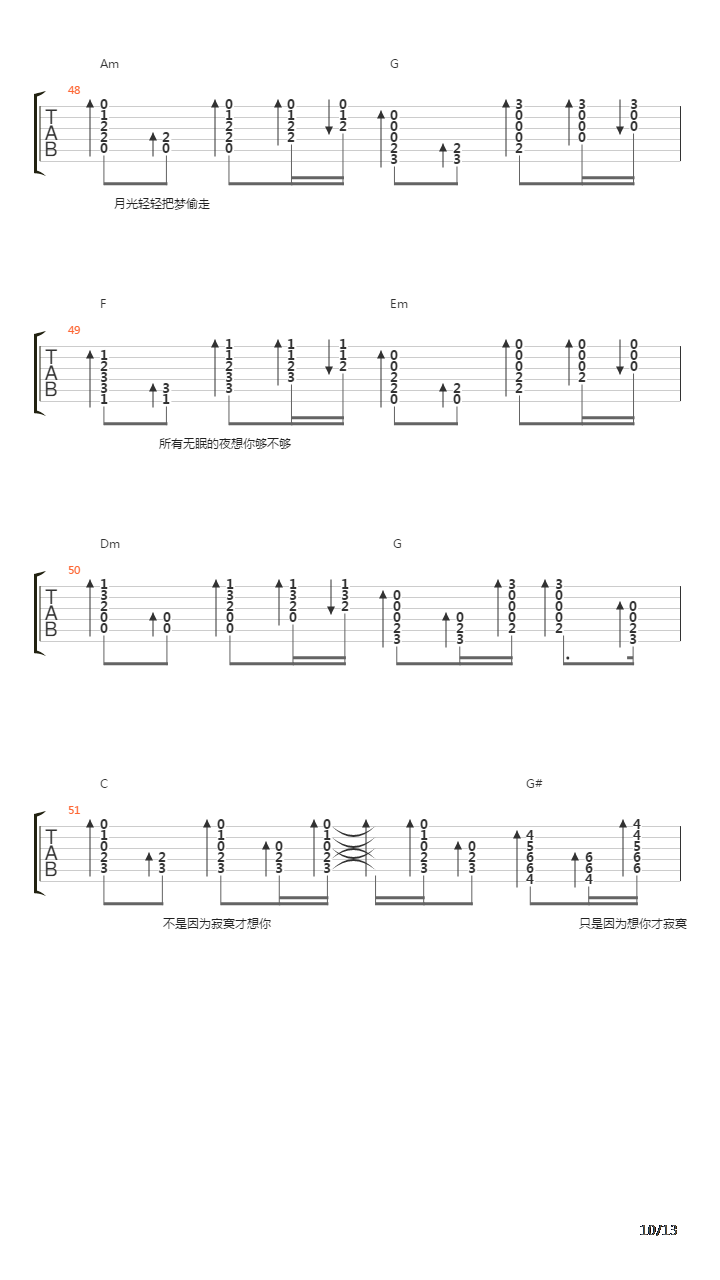 不是因为寂寞才想你吉他谱