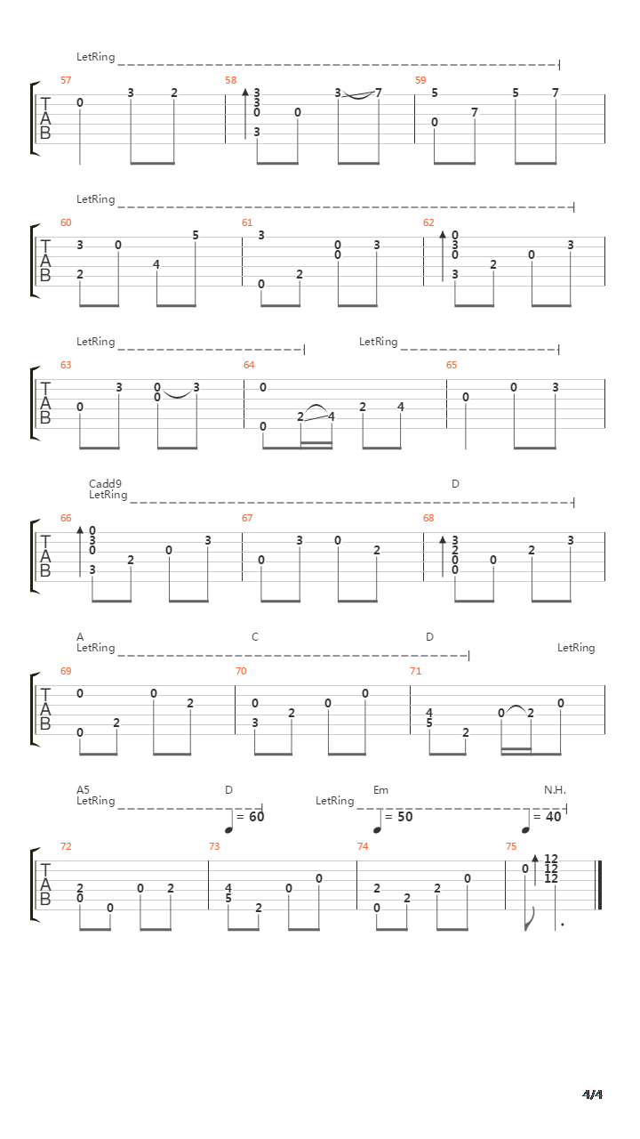 夜的钢琴曲 一吉他谱