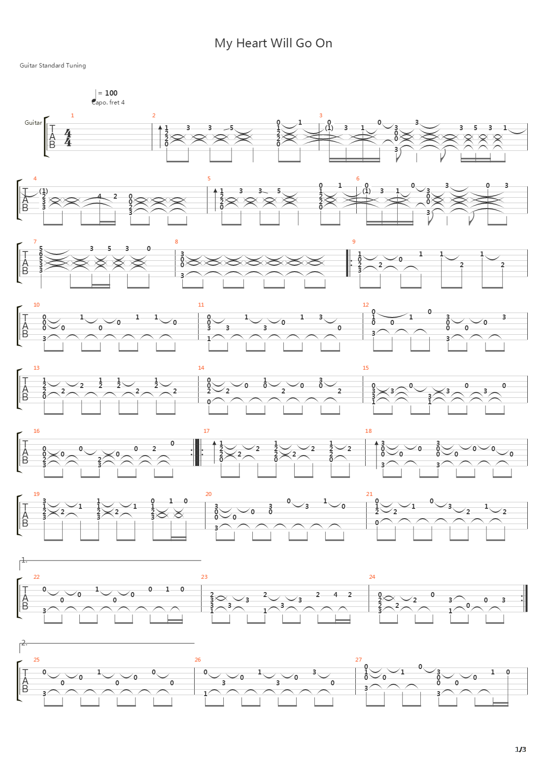 My Heart Will Go On(我心永恒)吉他谱