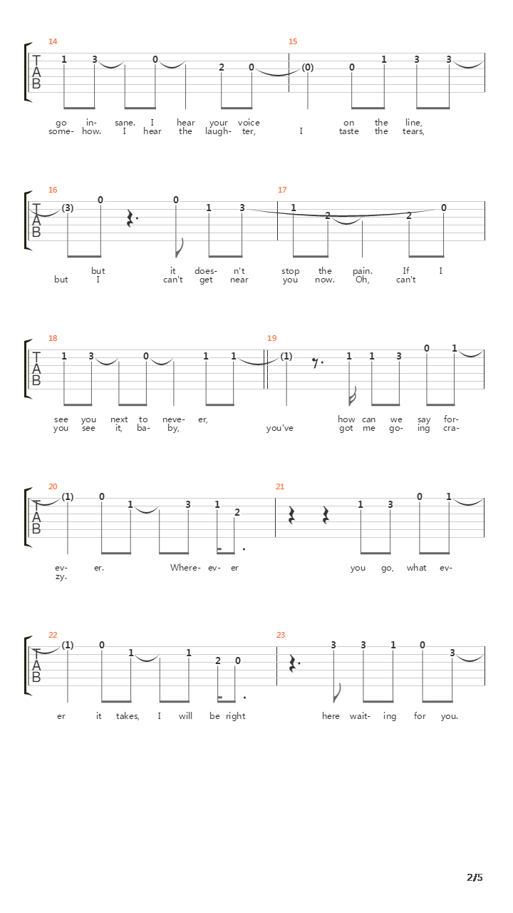 Right Here Waiting(此情可待)吉他谱