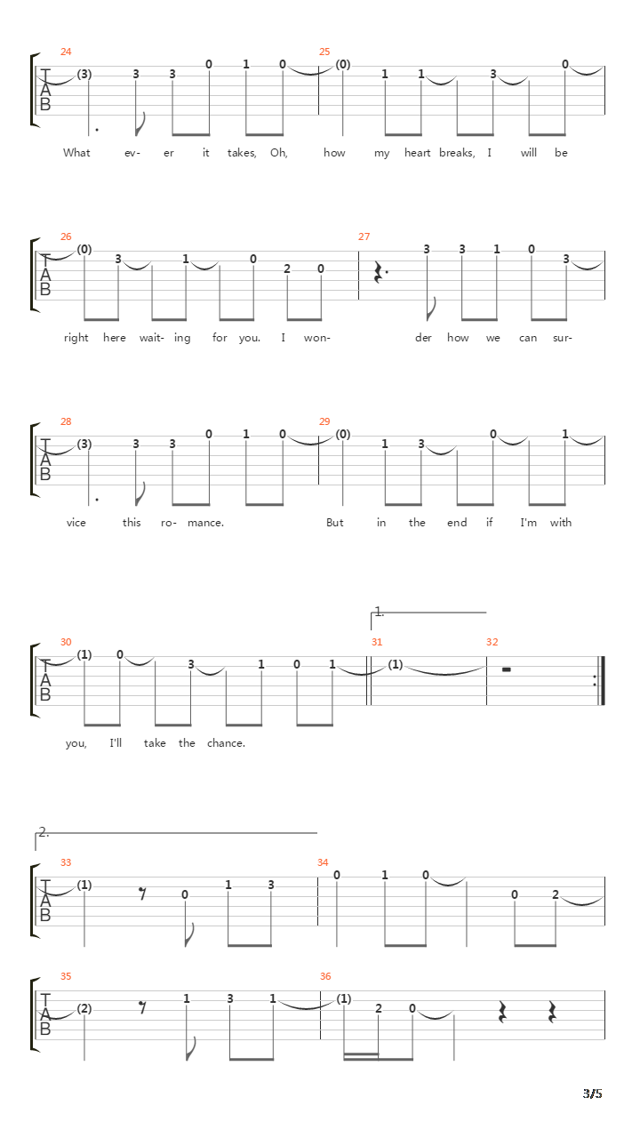 Right Here Waiting(此情可待)吉他谱