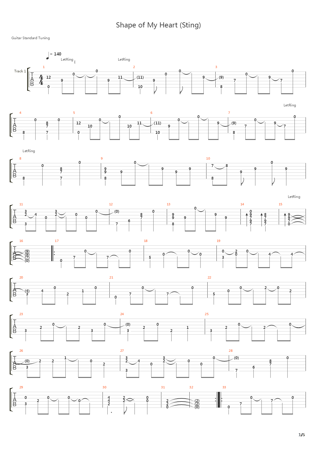 Shape of my heart吉他谱