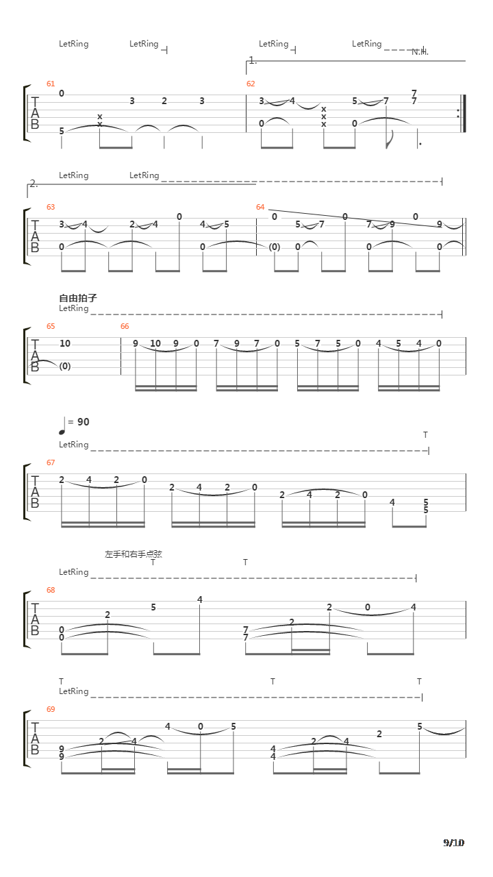 卡农 点弦版(Canon)吉他谱