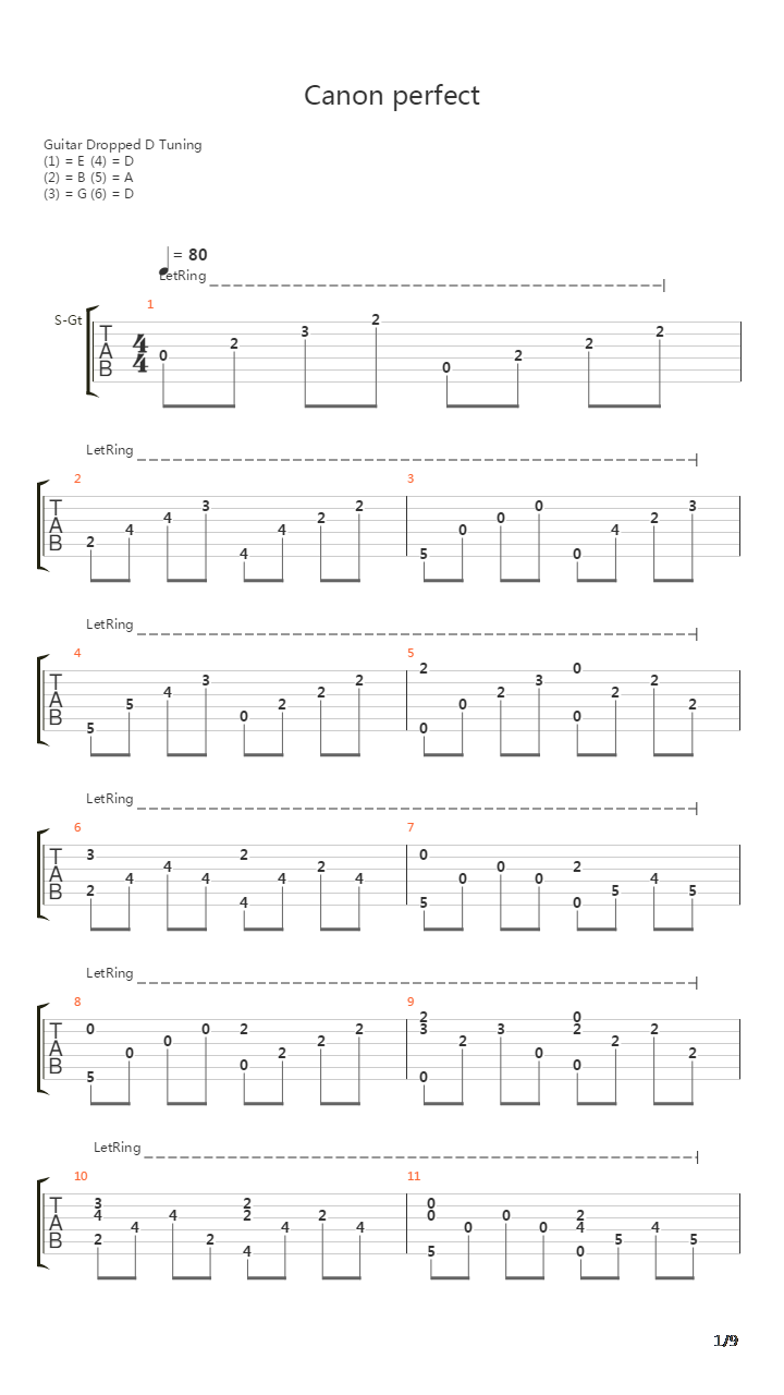 卡农(Canon)吉他谱