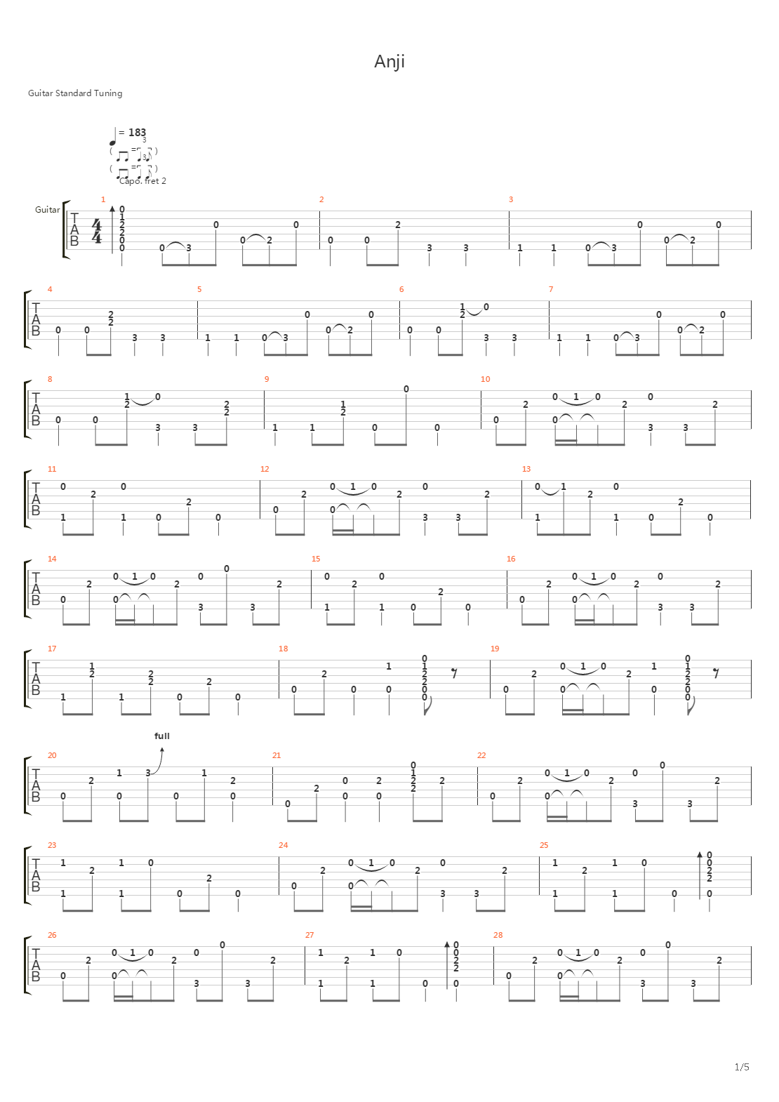 Anji吉他谱