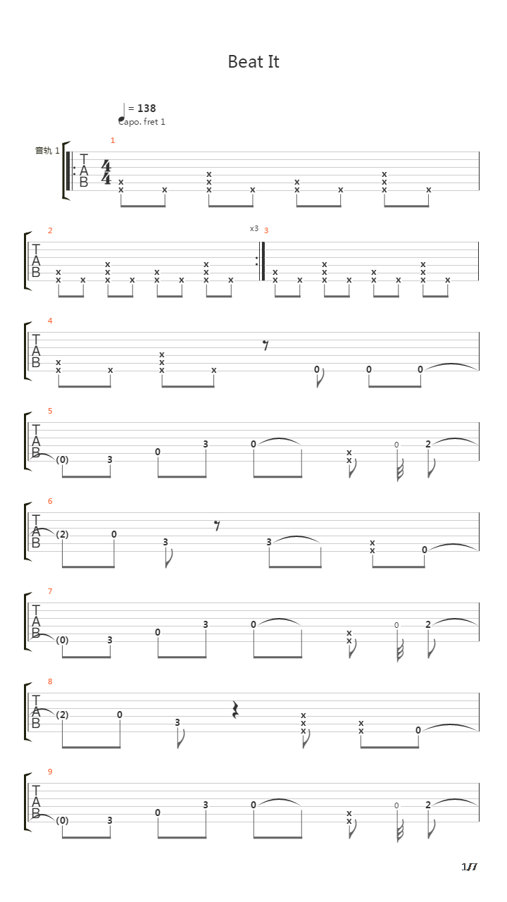 Beat It吉他谱