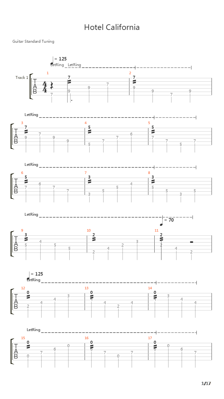 Hotel California(加州旅馆)吉他谱