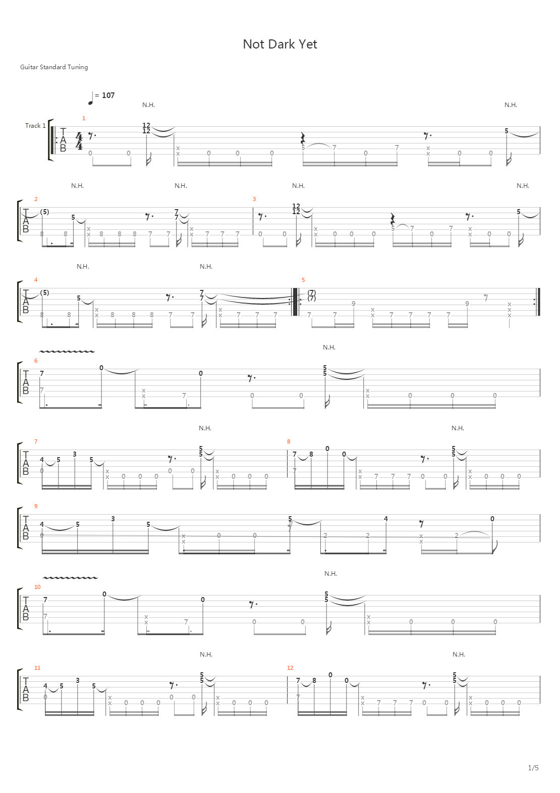 Not Dark Yet吉他谱