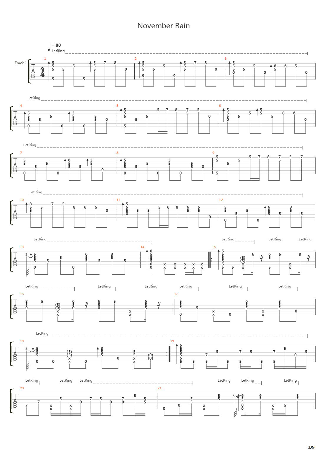 November Rain吉他谱