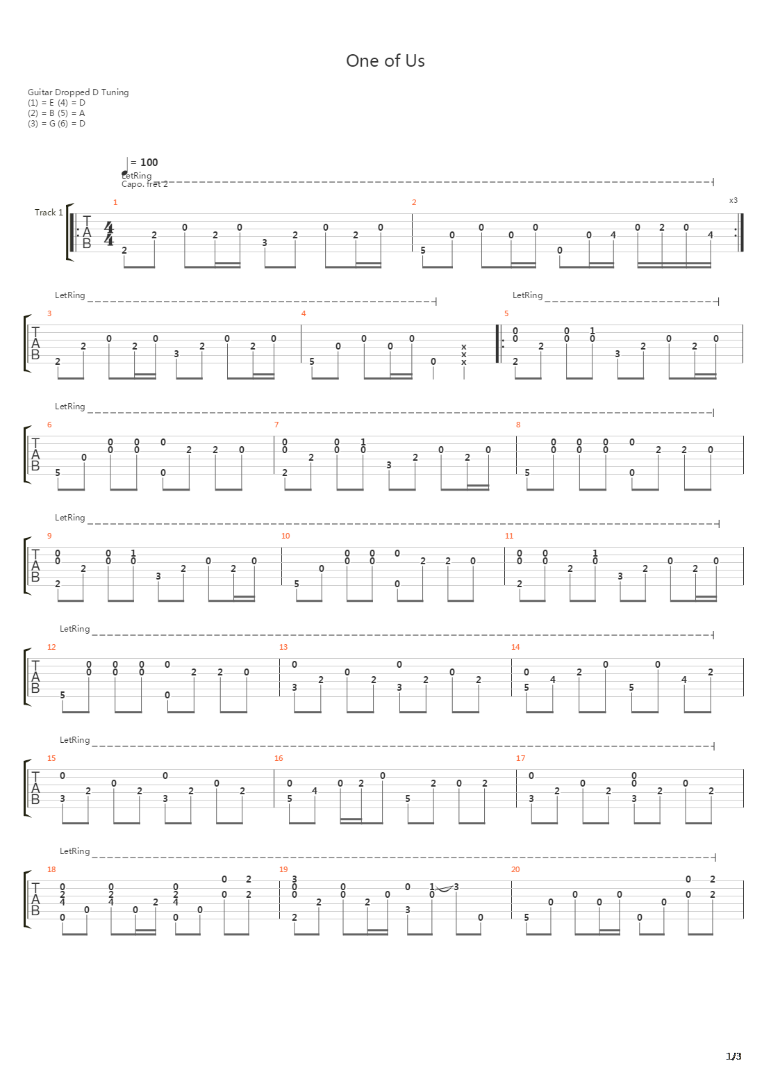 One Of Us吉他谱
