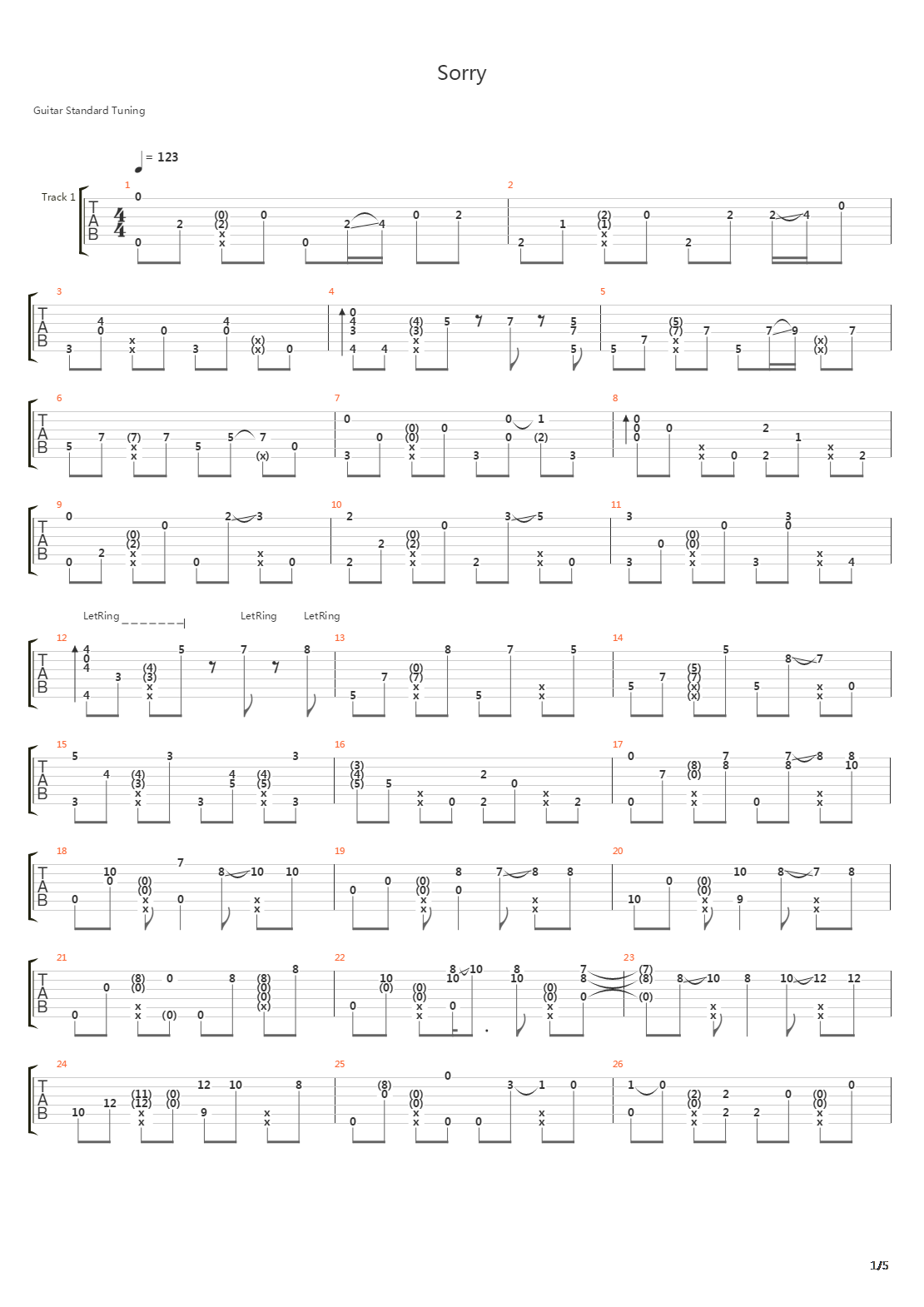 Sorry吉他谱