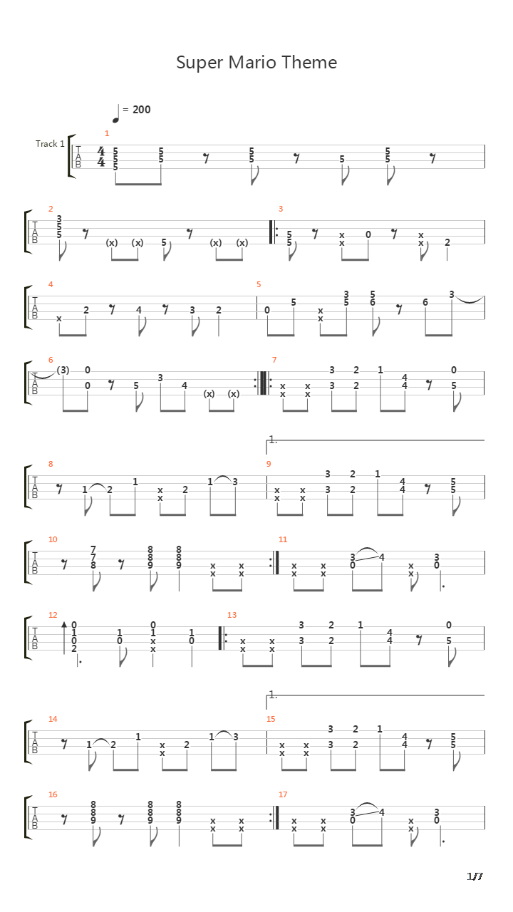 Super Mario Theme吉他谱
