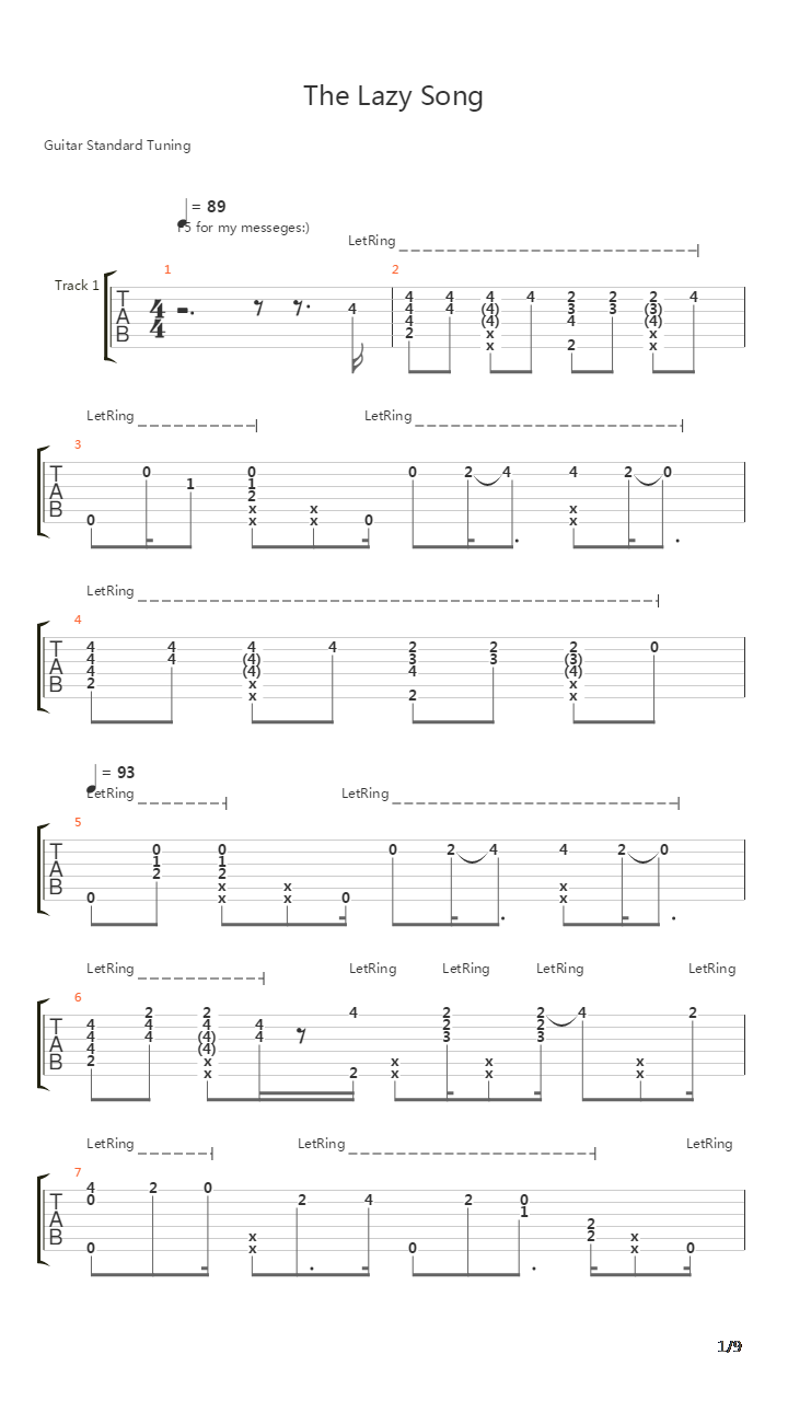The Lazy Song吉他谱