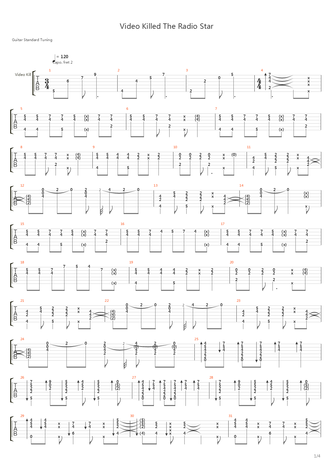 Video Killed The Radio Star吉他谱