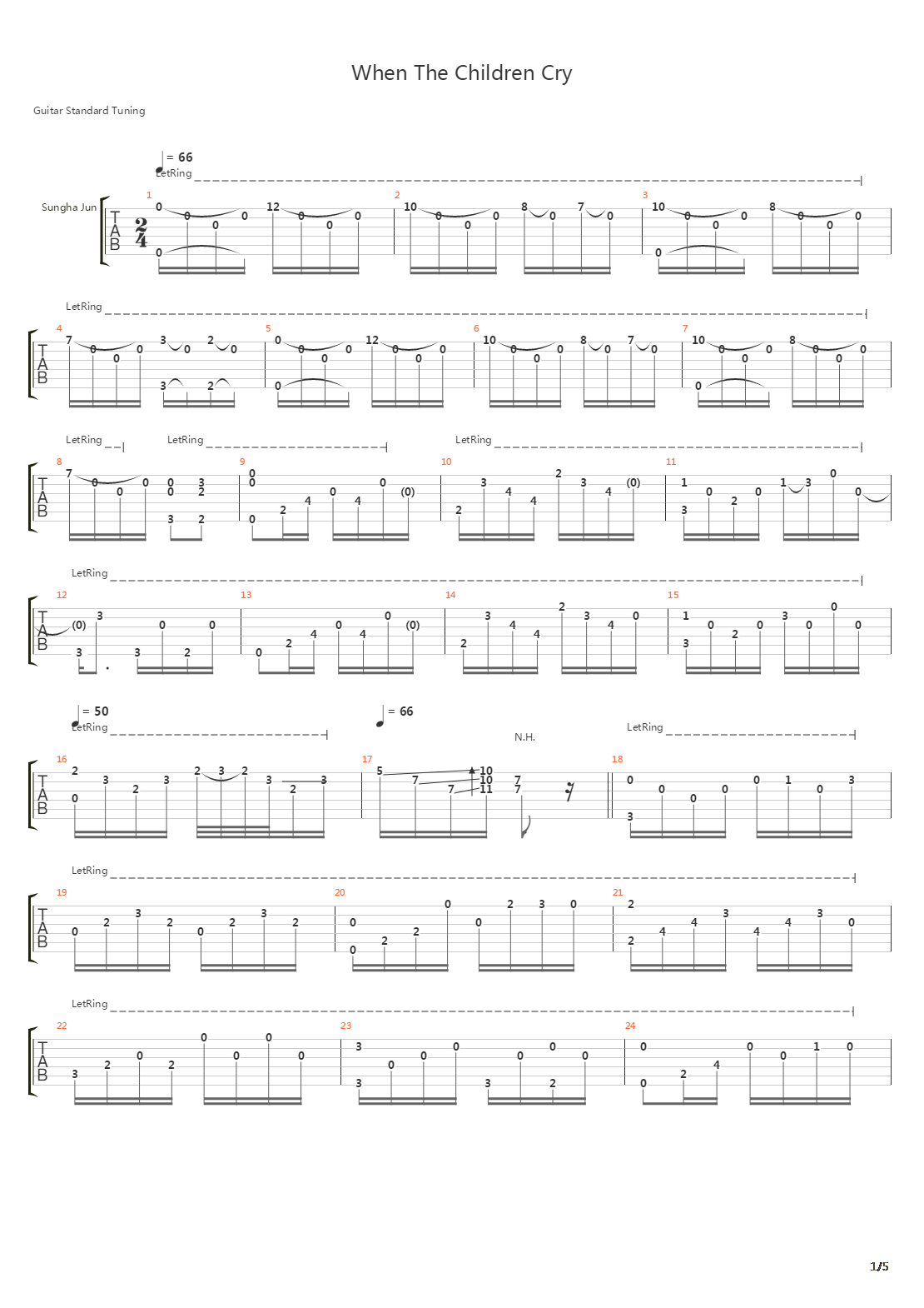 When The Children Cry吉他谱