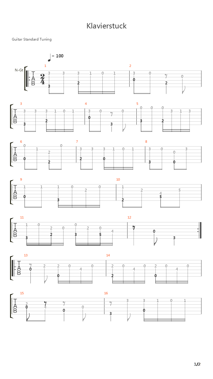Klavierstuck吉他谱