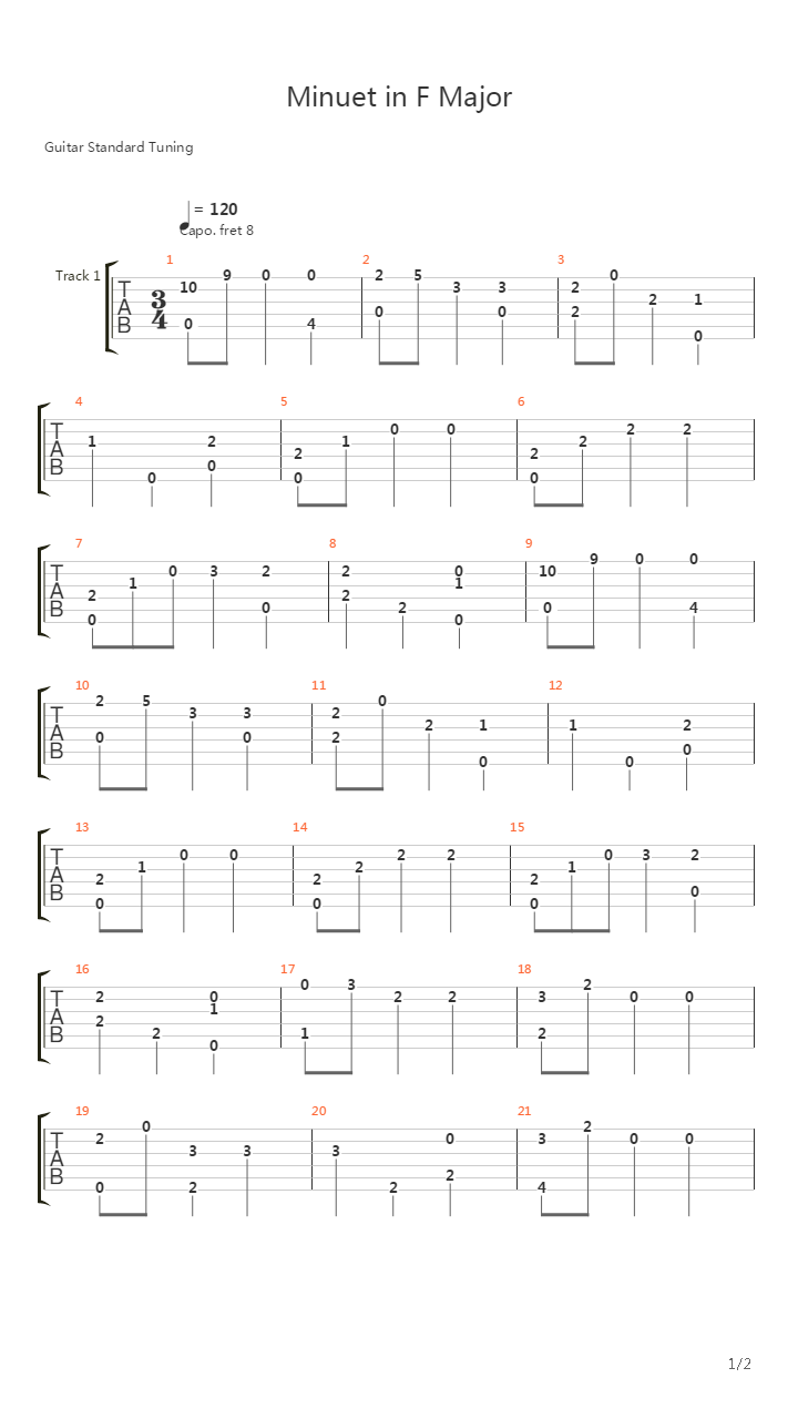 Minuet In F Major吉他谱
