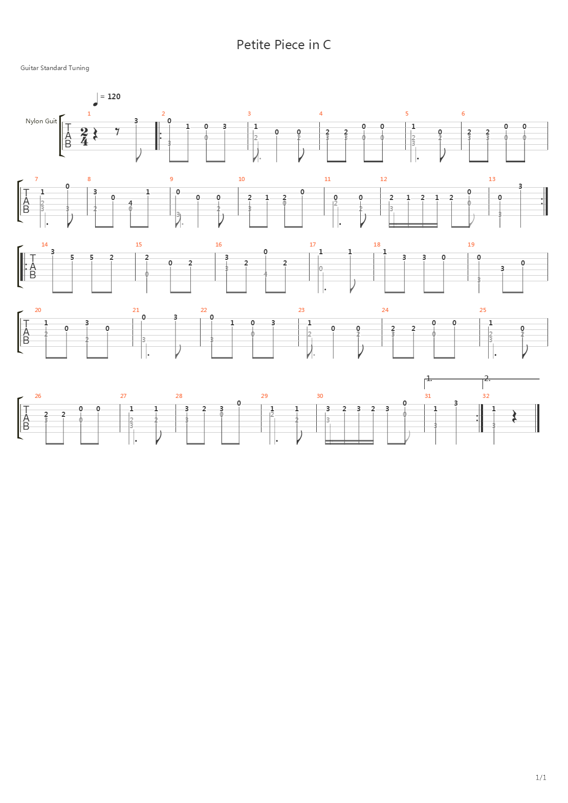 Petite Piece In C吉他谱