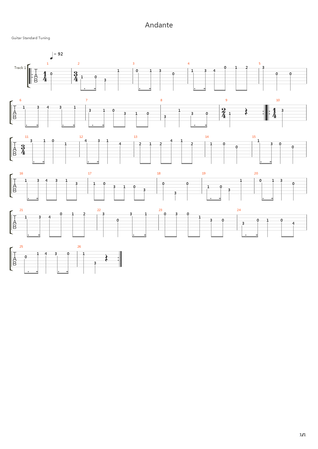 Andante吉他谱