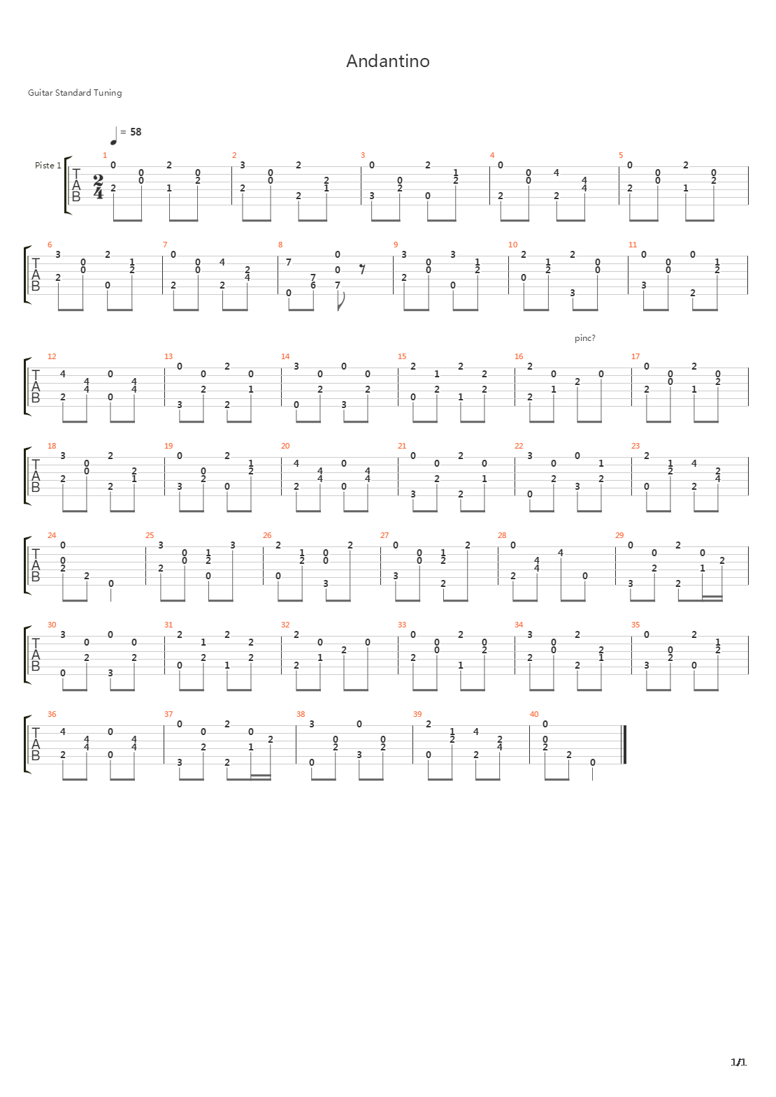 Andantino吉他谱