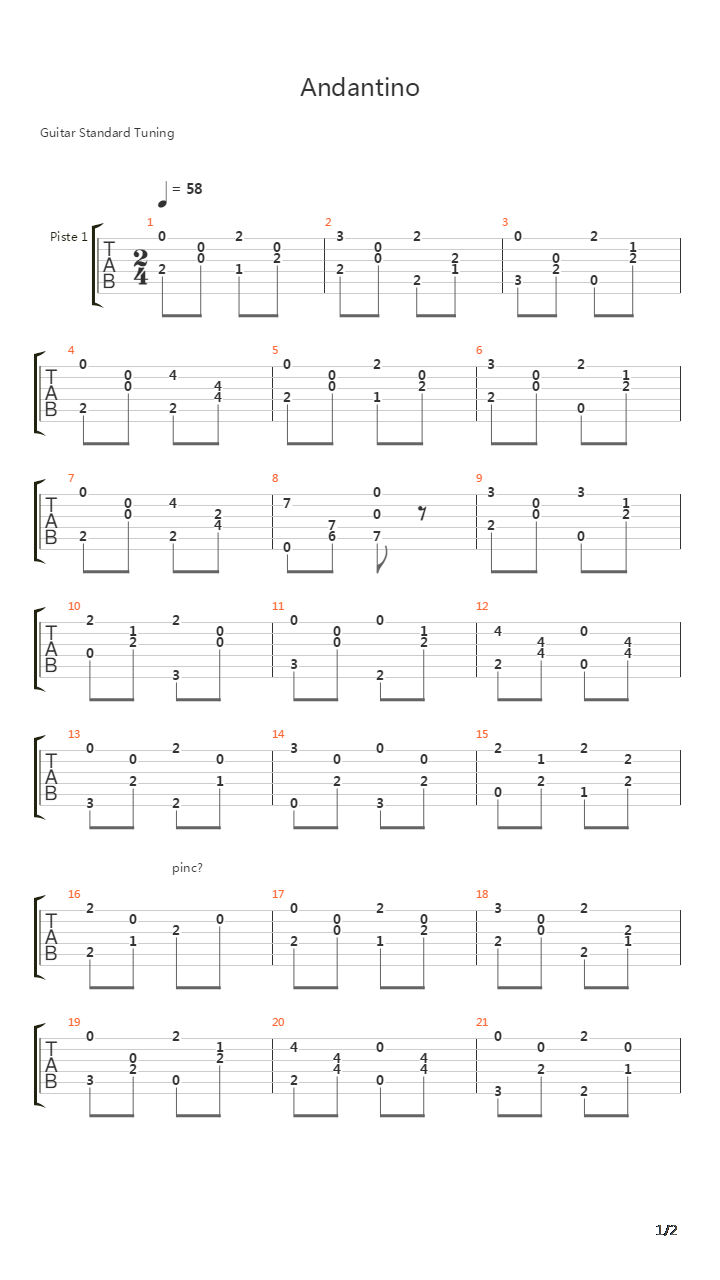 Andantino吉他谱