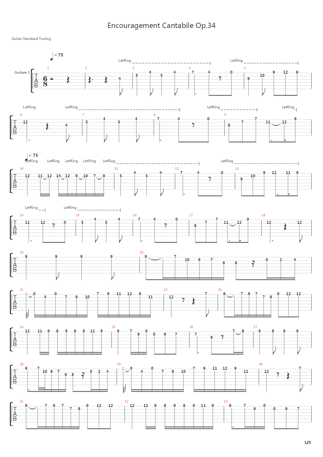 Encouragement Cantabile Op34吉他谱