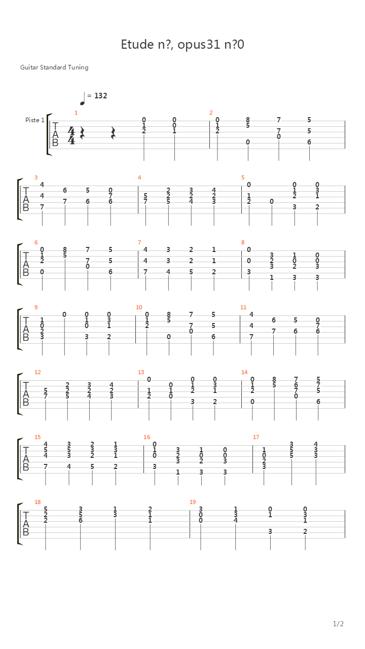Estudio No 9 Opus 31吉他谱