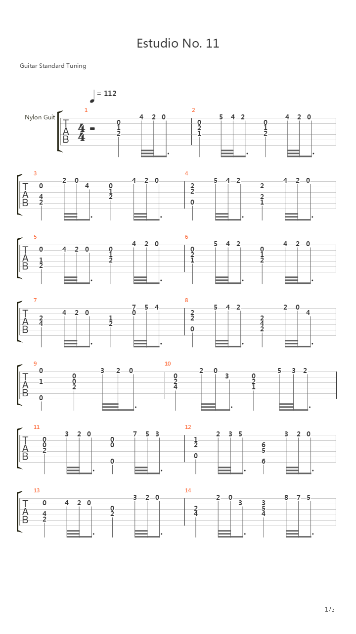 Estudio No 11吉他谱