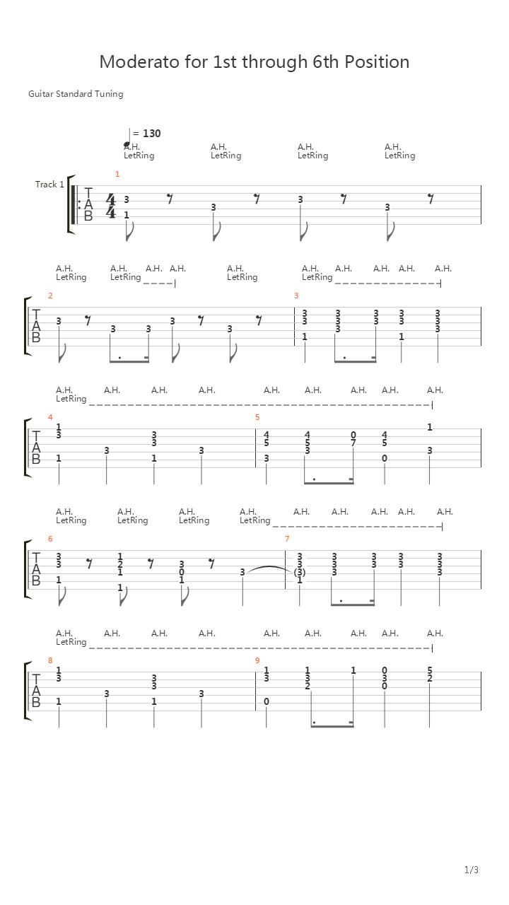 Moderato Dalla I Alla Vi Posizione吉他谱