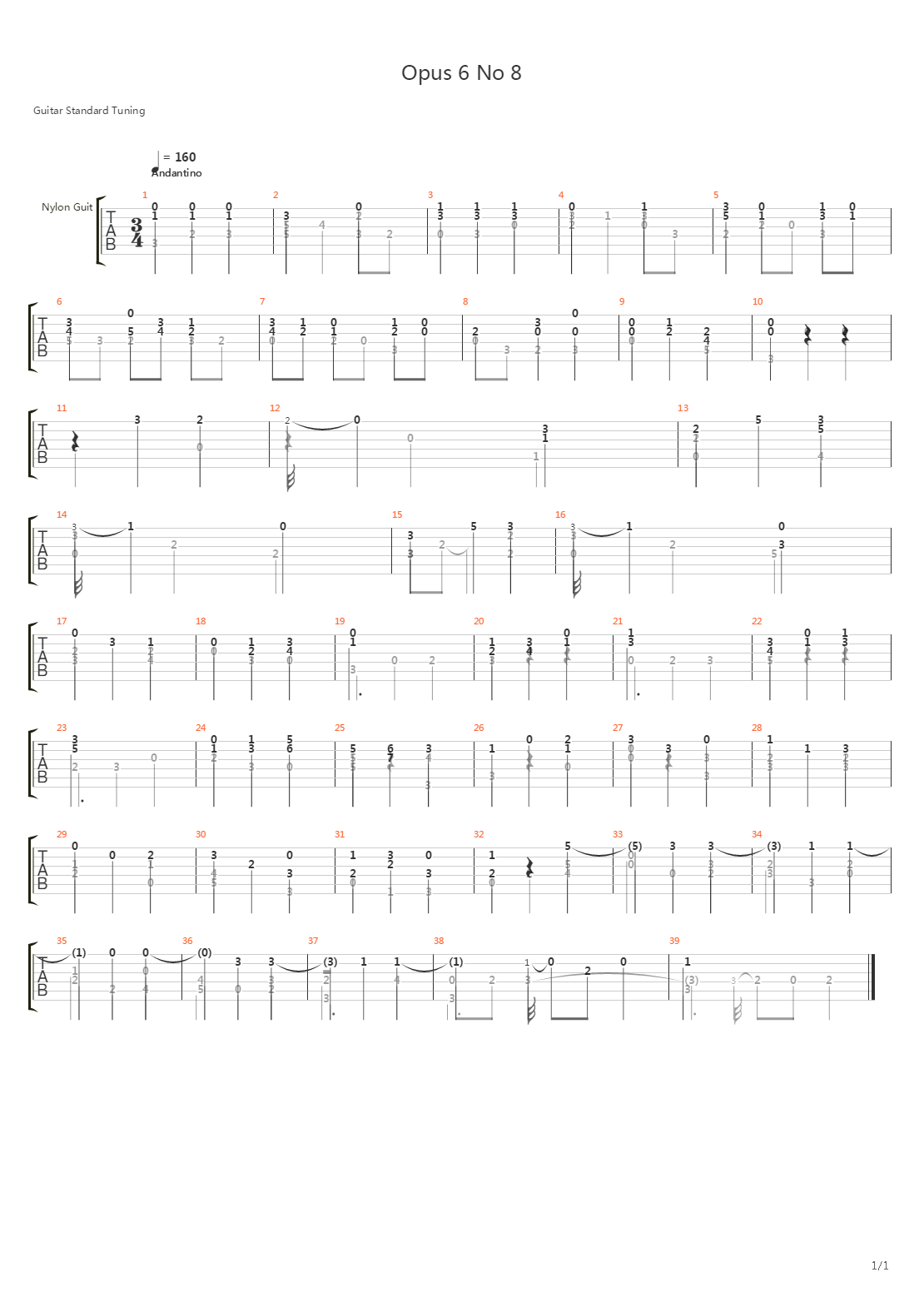 Opus 6 No 8吉他谱