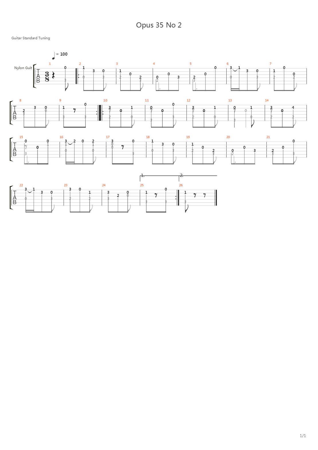 Opus 35 No 2吉他谱