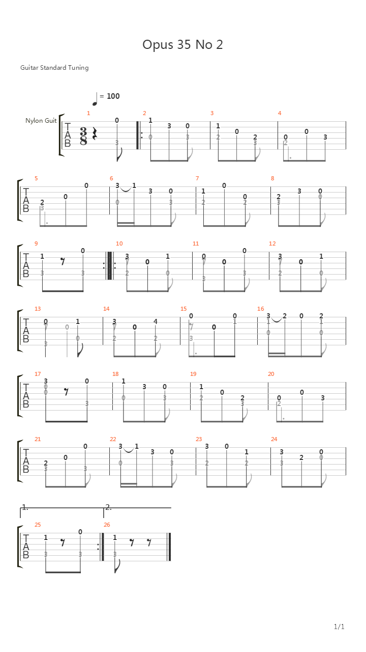 Opus 35 No 2吉他谱