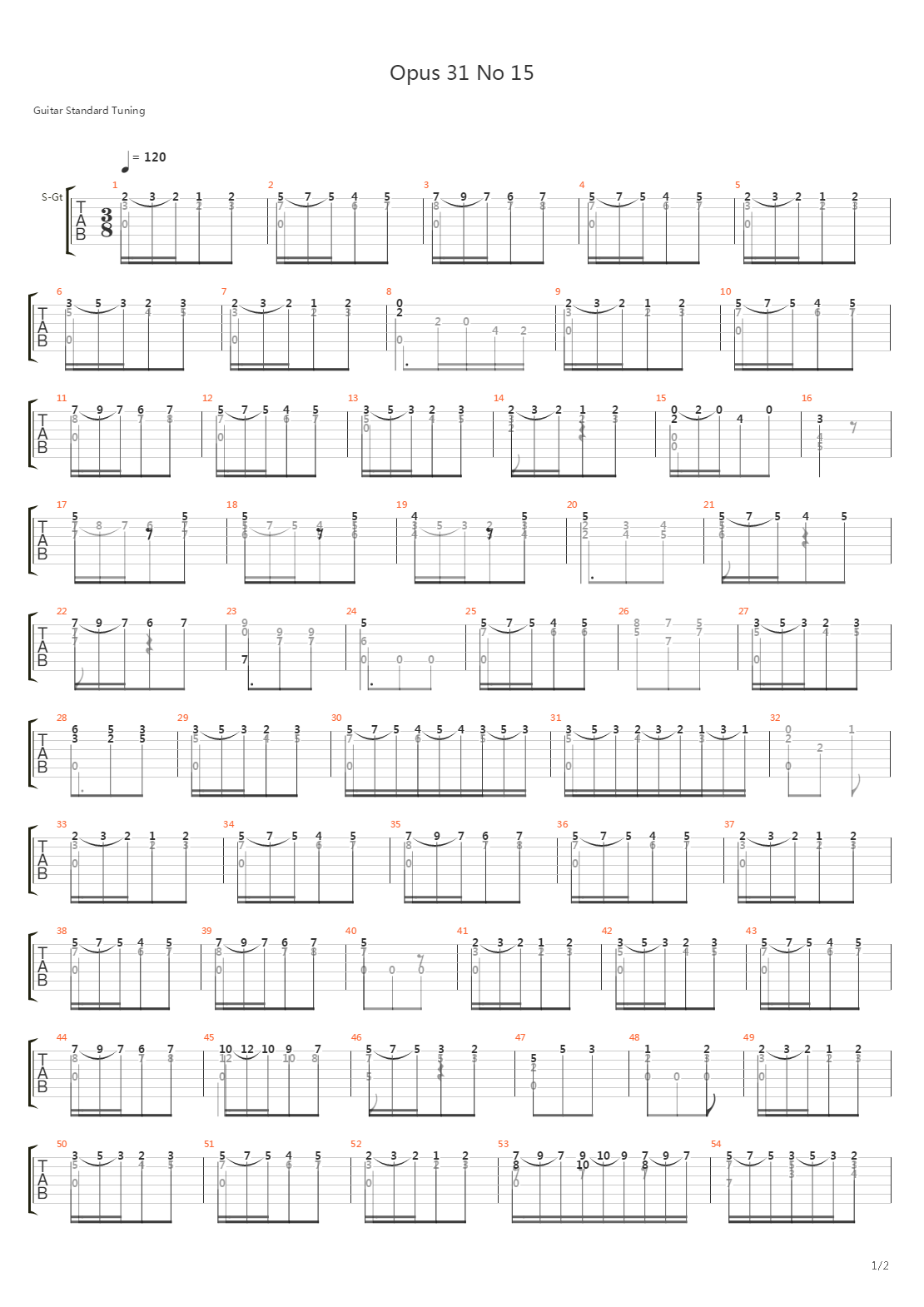 Opus 31 No 15吉他谱