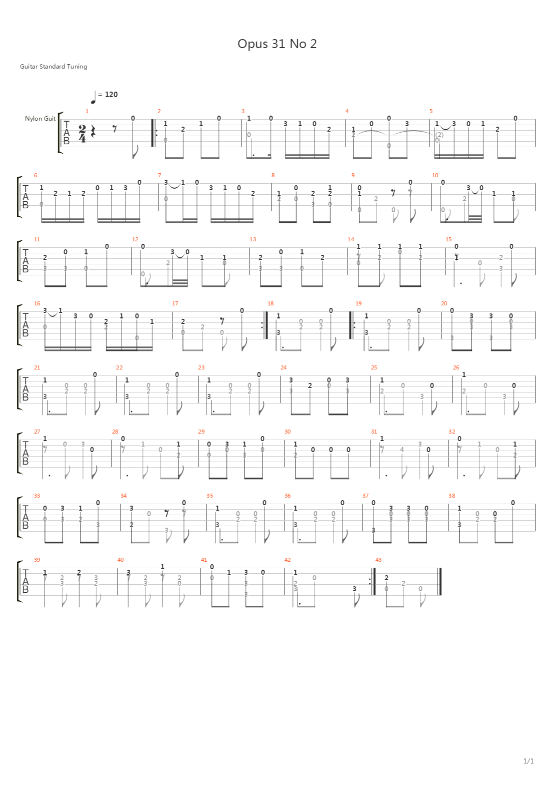 Opus 31 No 2吉他谱