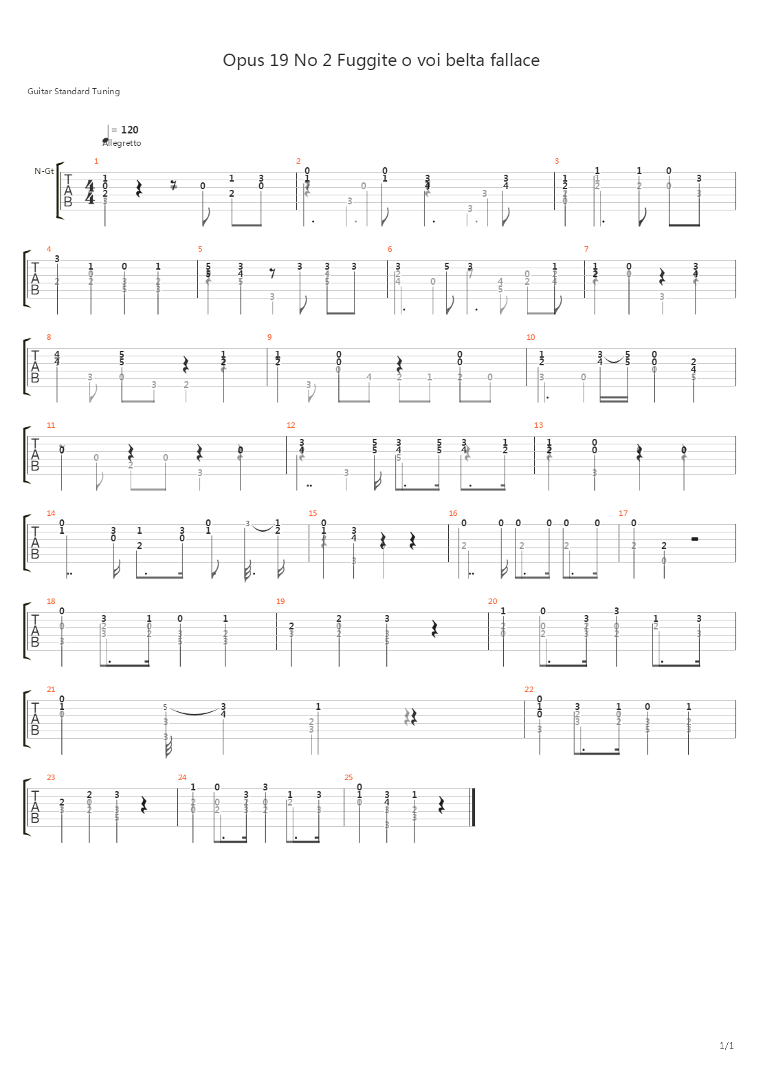 Opus 19 No 2 Fuggite O Voi Belta Fallace吉他谱