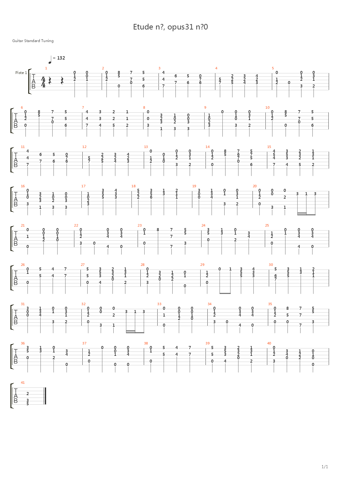 Study No 9 Opus 31吉他谱