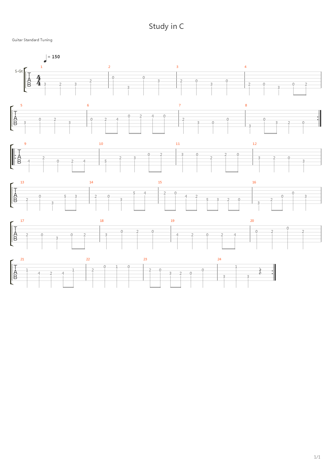 Study In C吉他谱