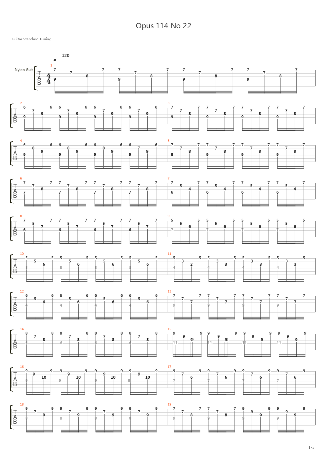 Opus 114 No 22吉他谱