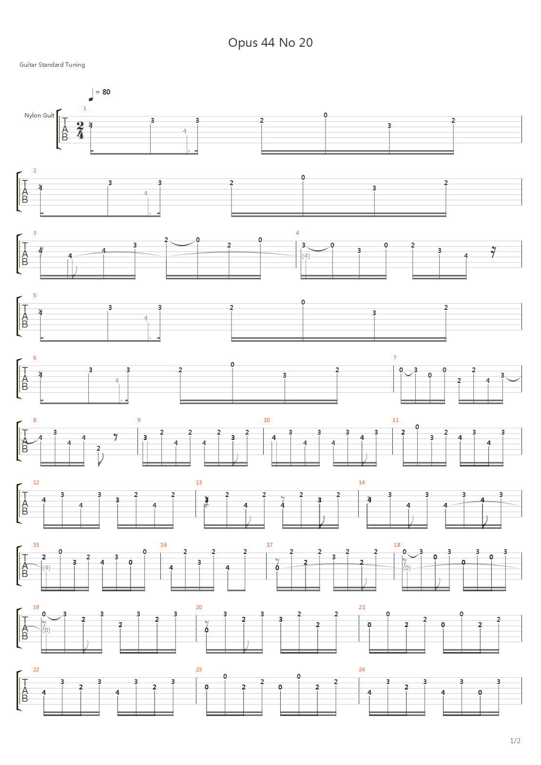 Opus 44 No 20吉他谱