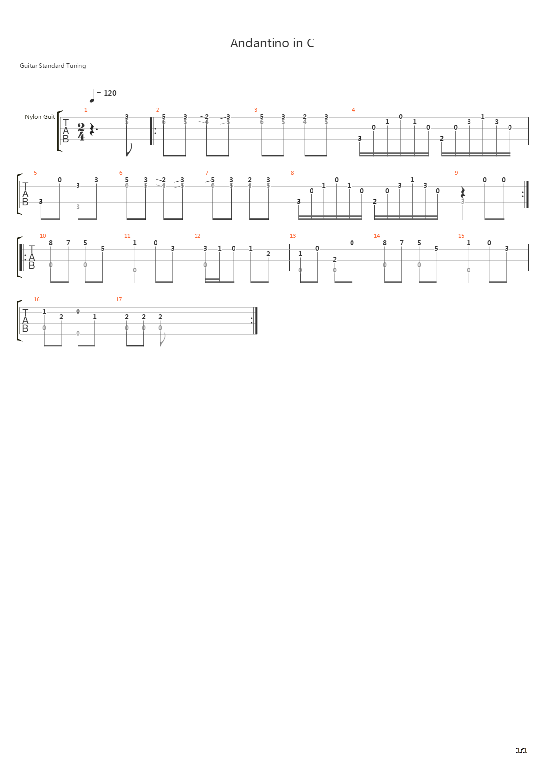 Andantino In C吉他谱