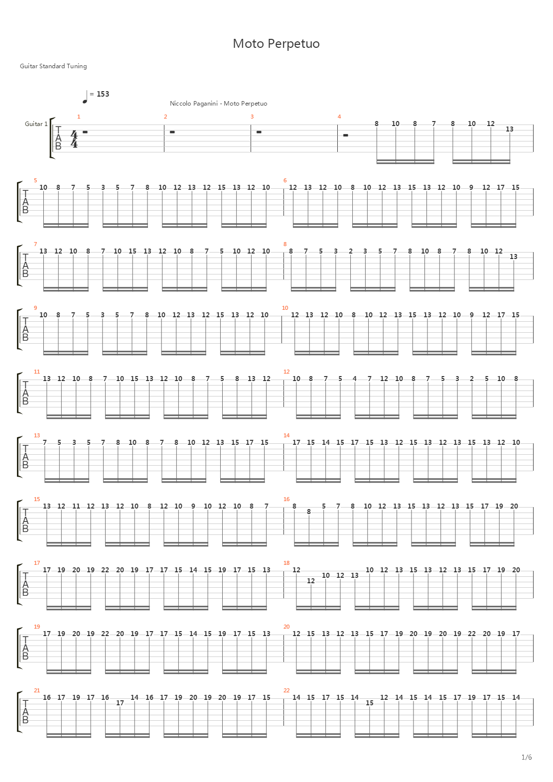 Moto Perpetuo吉他谱