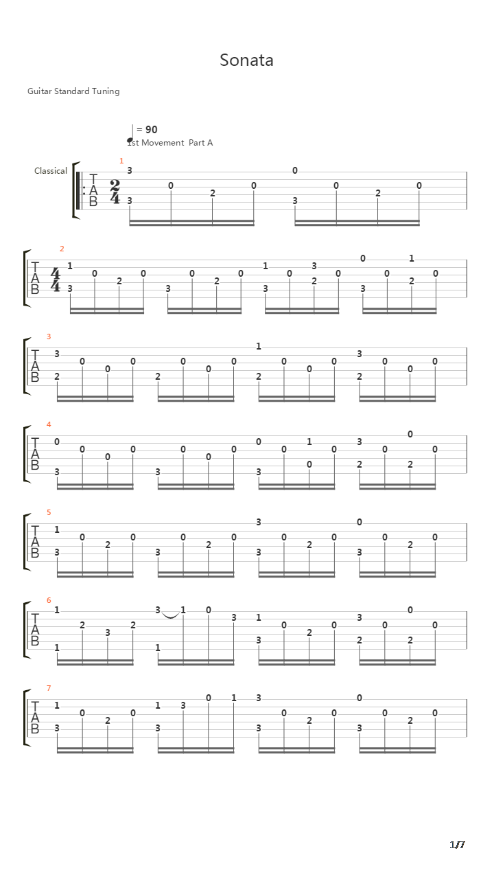 Sonata(奏鸣曲)吉他谱